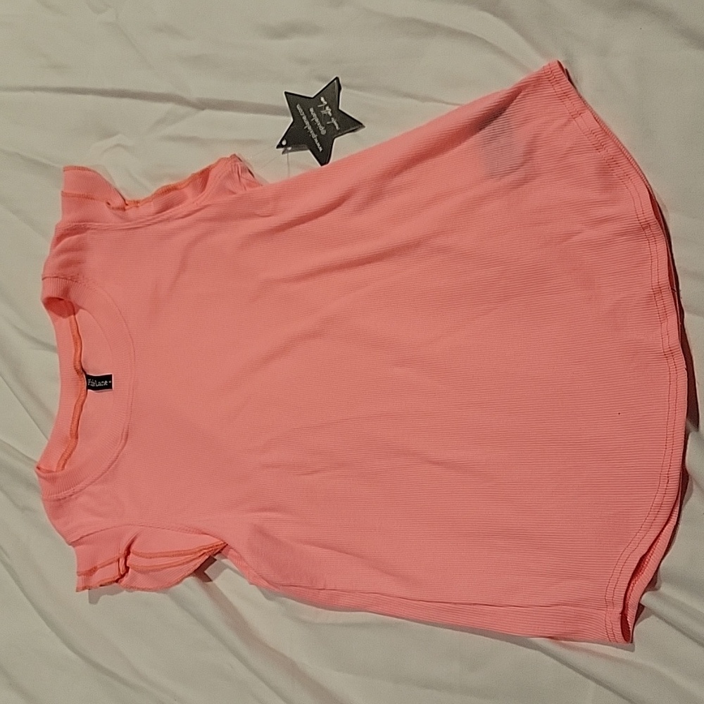 New girls size 8 ribbed pink ruffle sleeve tank